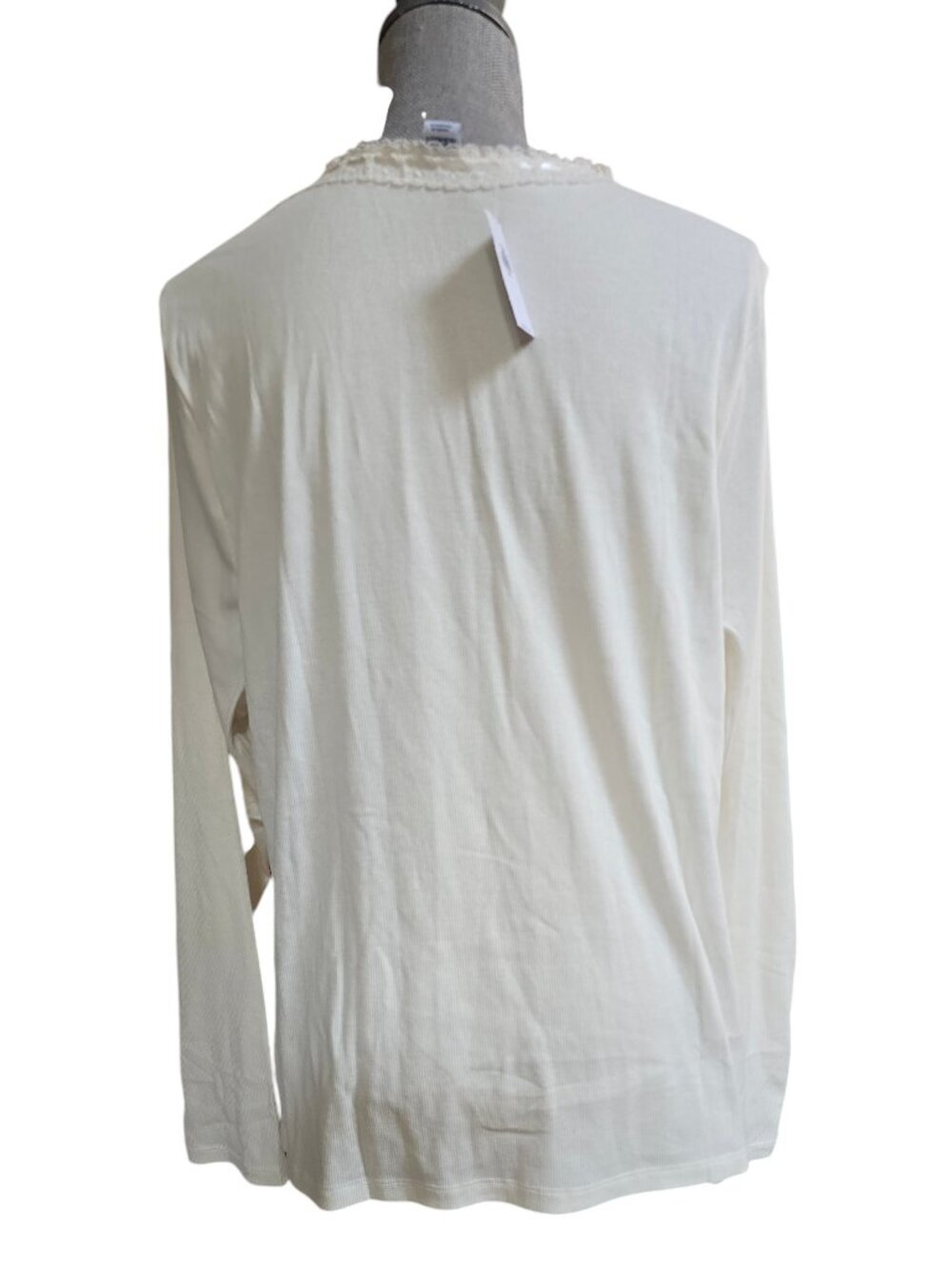 Old Navy Women's Ivory Scoop Neck Ribbed Long Sleeve Top XXL NWT - Picture 2 of 4